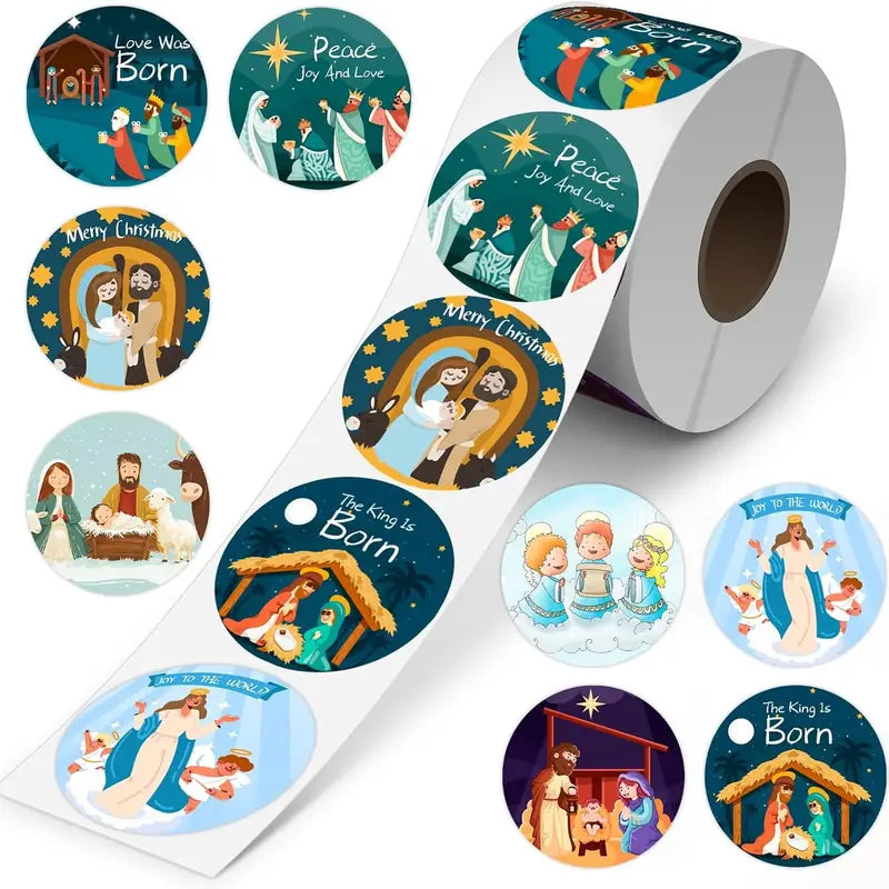 500pcs Christmas Stickers - 8 Designs, Reusable Paper Stickers for Xmas Cards, Envelopes,