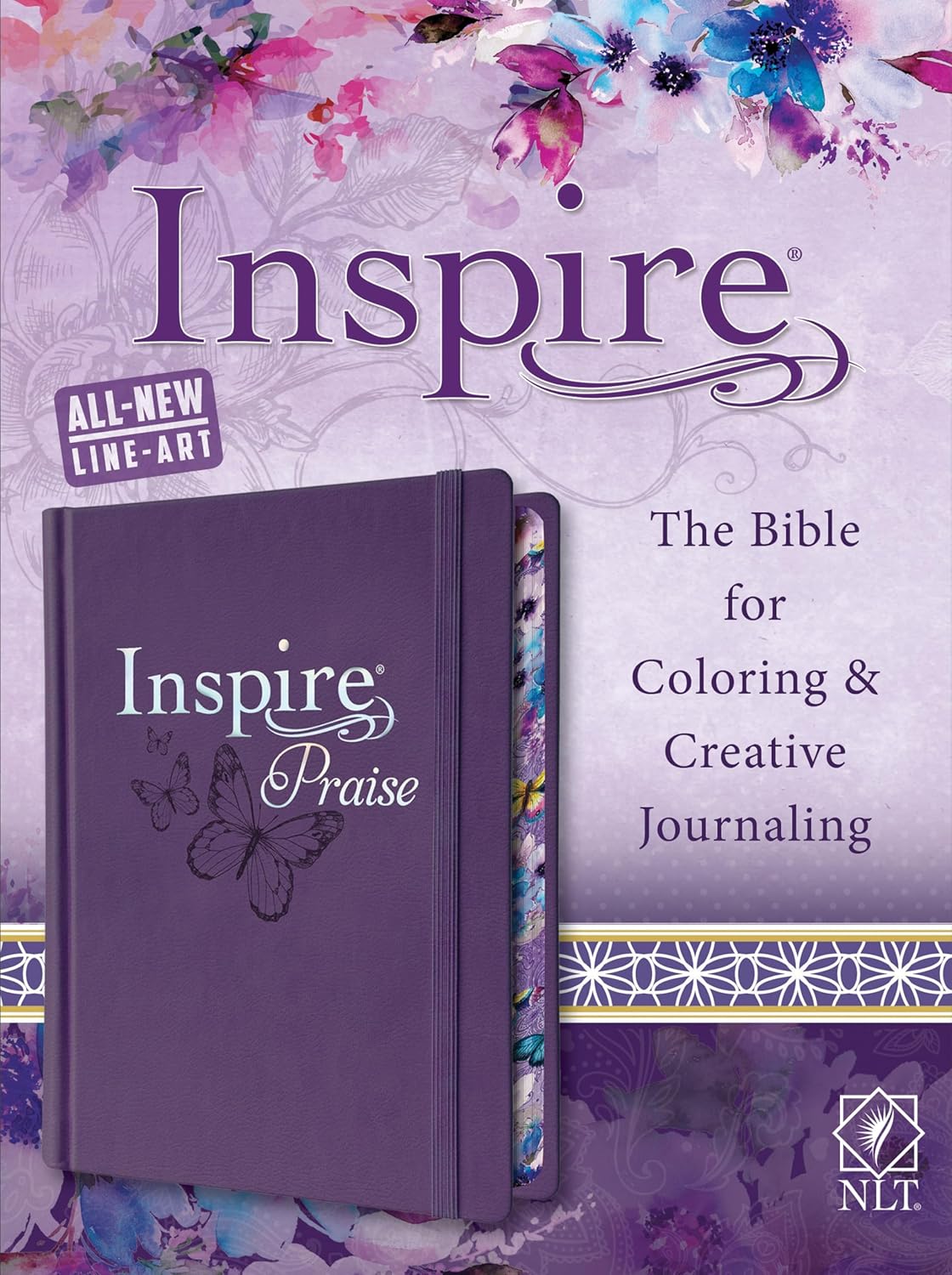 Inspire Praise Bible NLT – Colouring & Creative Journalling Bible (Hardcover, Purple)
