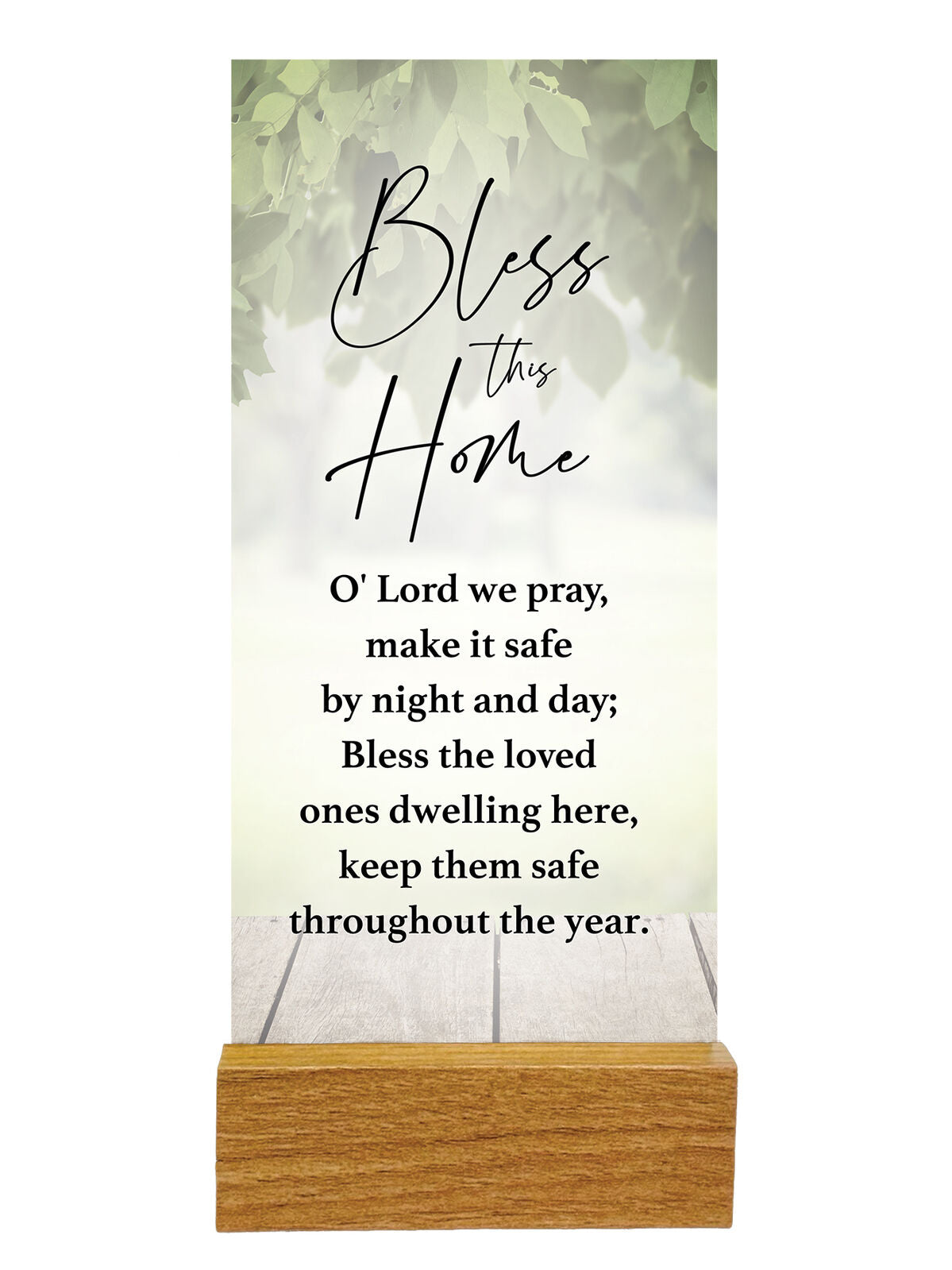Precious Glass Plaque Wood Stand - Bless This Home