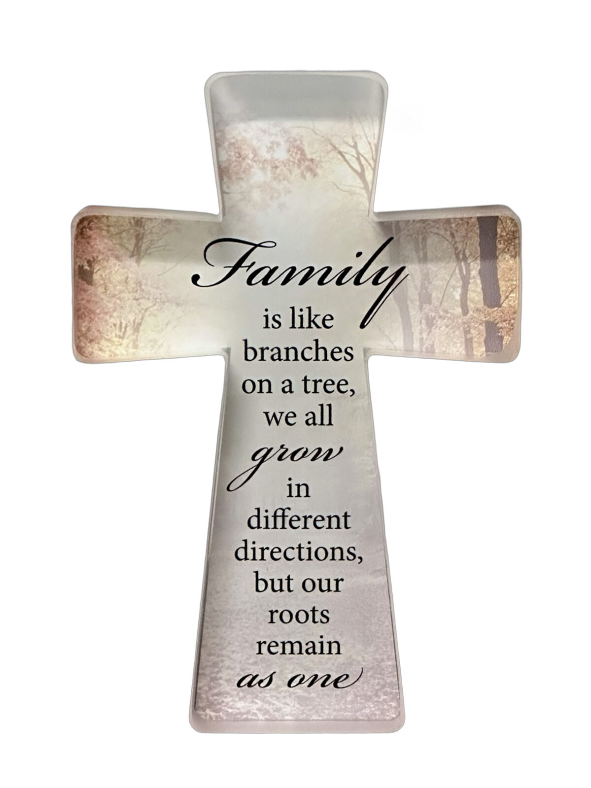 Glass Standing Cross - Family