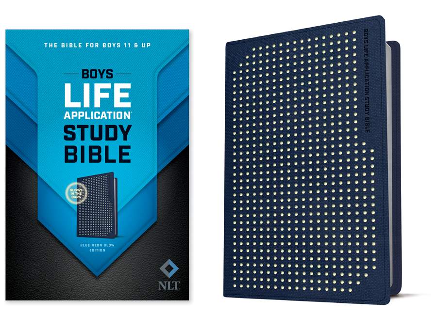 NLT Boys Life Application Study Bible, TuTone, Leather Like, Blue/Neon/Glow