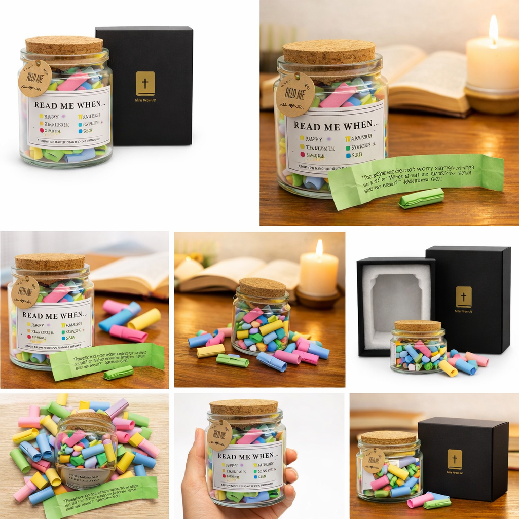 Bible Verse Hope Jar – Colour-Coded Scripture Cards Gift Set (Boxed)