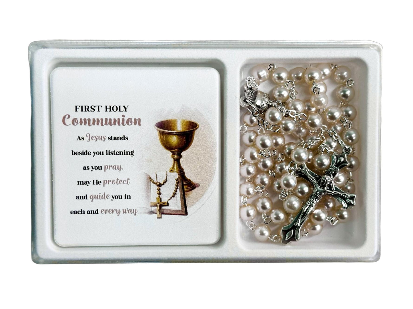 First Holy Communion Rosary and Plaque Gift Set (Boxed)