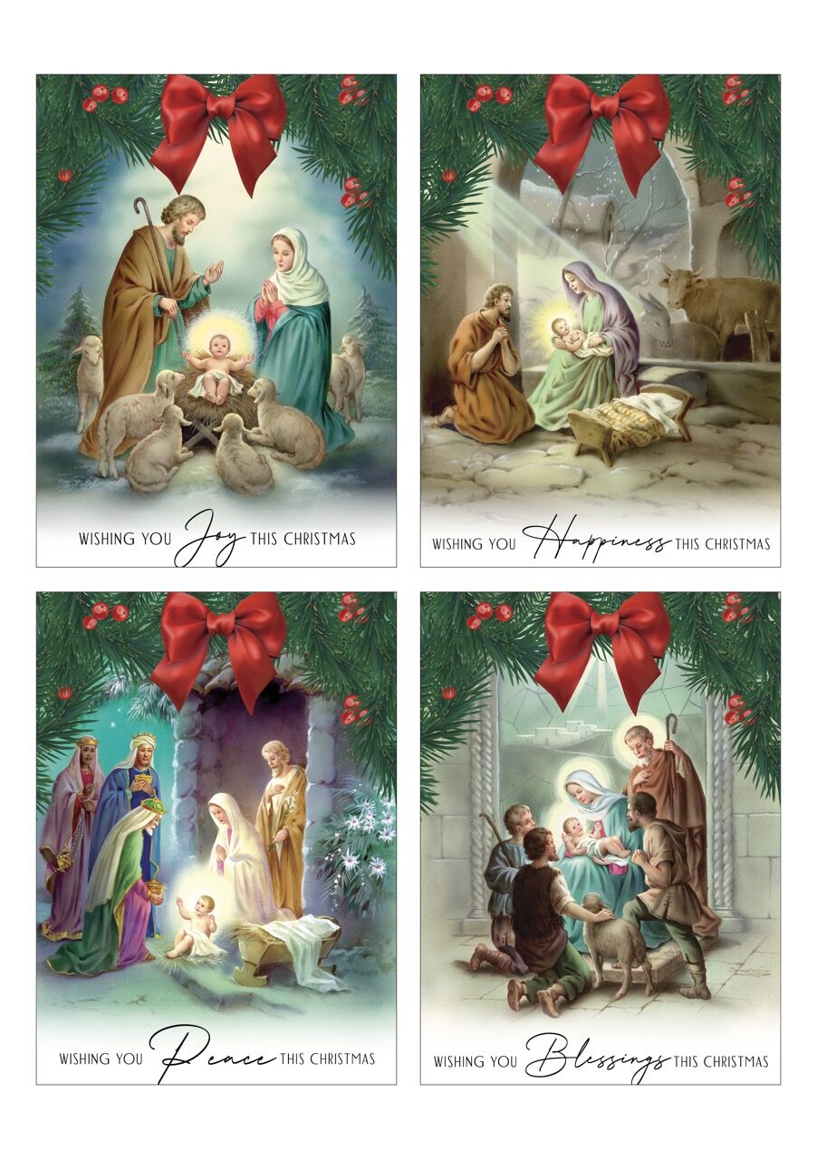 Christmas Budget Religious Cards- 8 cards. 2 of each design