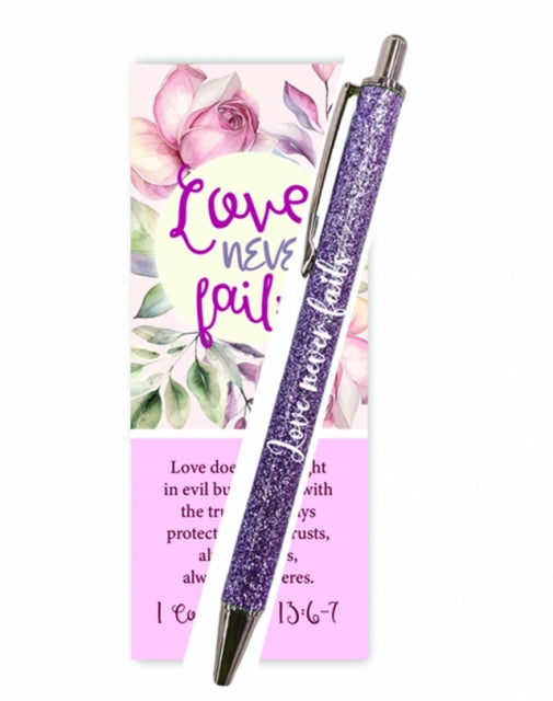 Gel Pen Glitter with Bookmark Gift Set - Love never fails