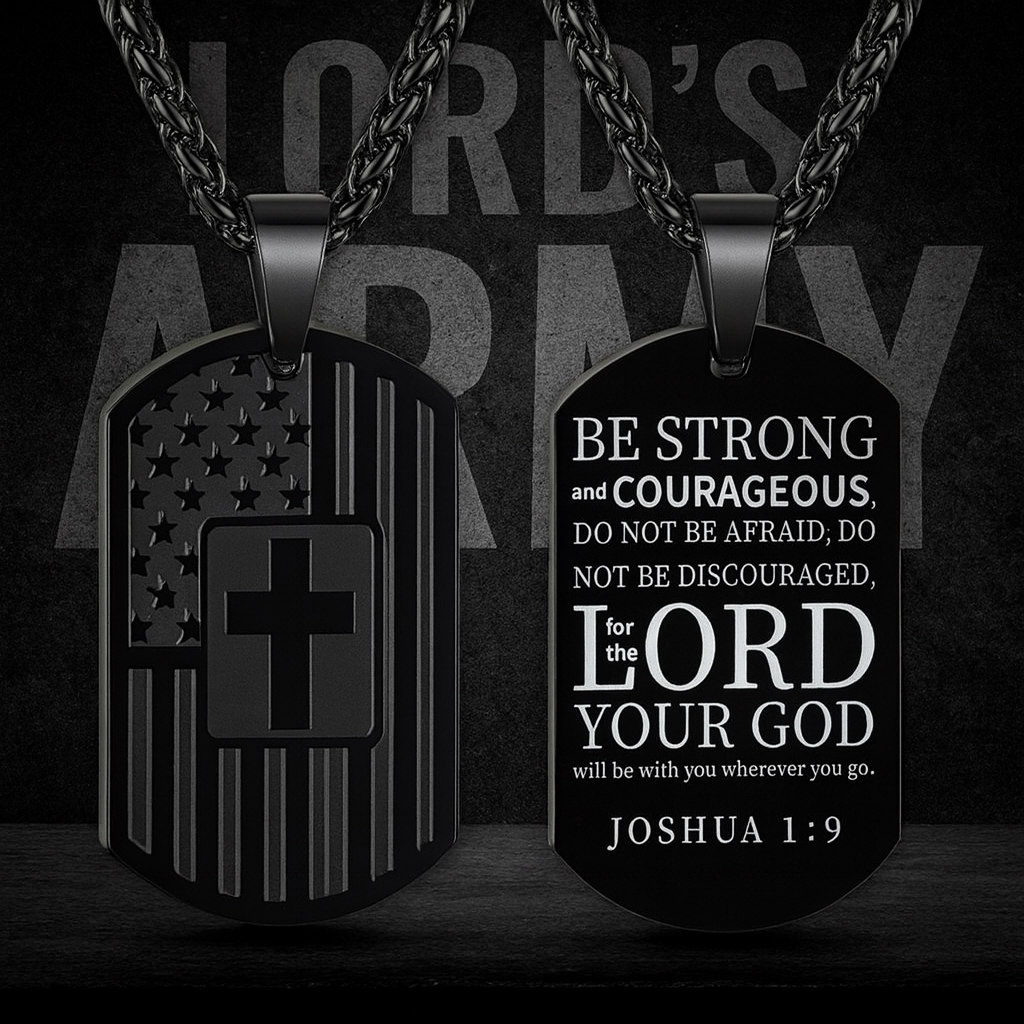 Stainless Steel Black Fashion Trend Bible Verse Cross Pendant Necklace