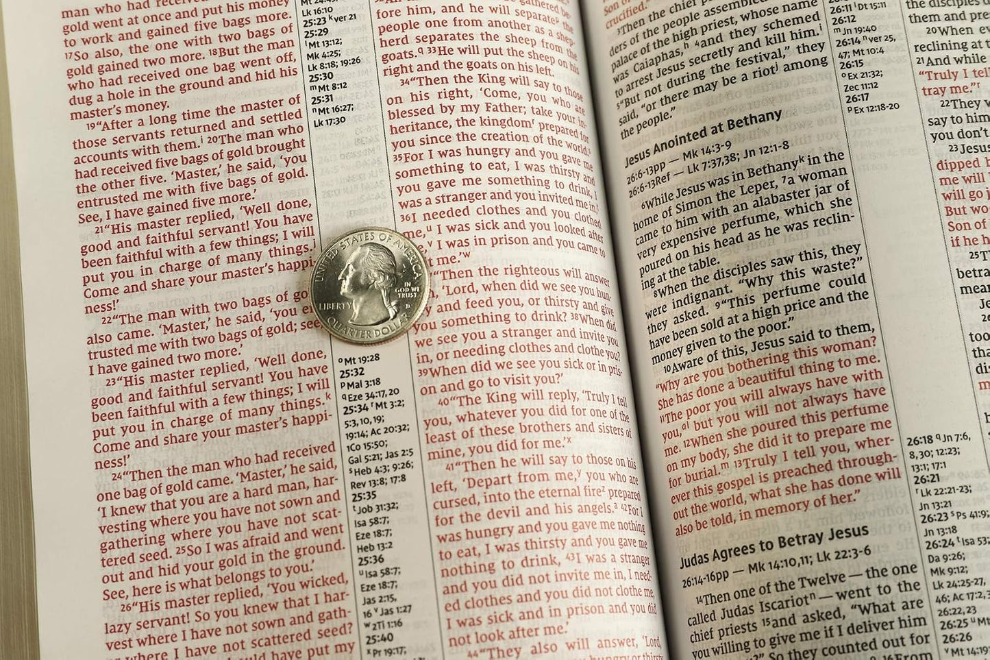 NIV Thinline Reference Bible, Red Letter Edition, Brown, LeatherSoft, Comfort Print