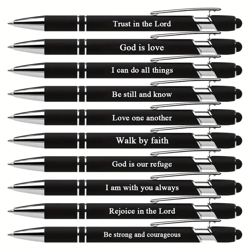 Premium Ballpoint Pen With Stylus Tip, Bible Verses Engraved, Smooth Writing, Each