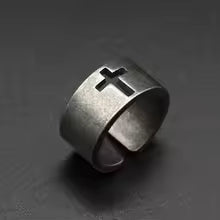 Steel Colour Stainless with cross -Ring for Men