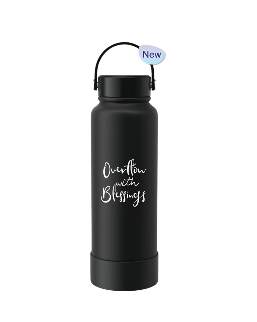 Tumbler Bottle Black 1150ml - Overflow with Blessings