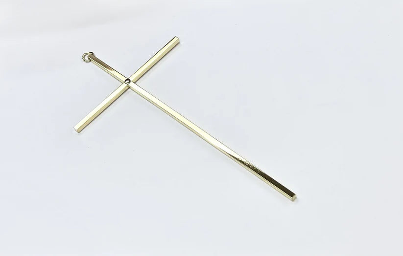 Cross Metal Hanging - Gold Tone 25cm available boy or girl or plain while ordering specify