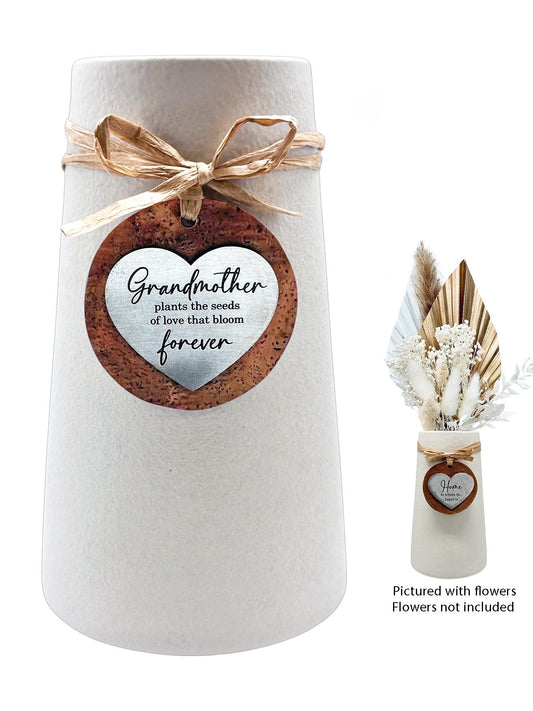 Ceramic Taper Vase — Grandmother | "Grandmother Plants the Seeds of Love That Bloom Forever"