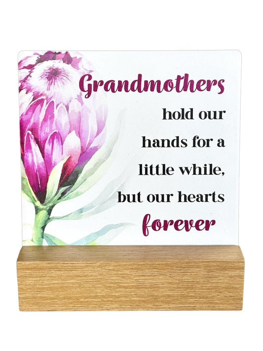 Fleur Series Plaque — Grandmother | Grandmothers Hold Our Hands for a Little While, But Our Hearts Forever