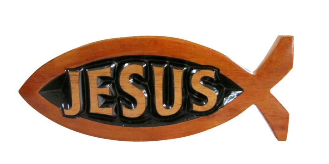 Plaque Mahogany - Jesus Fish shape (Small)