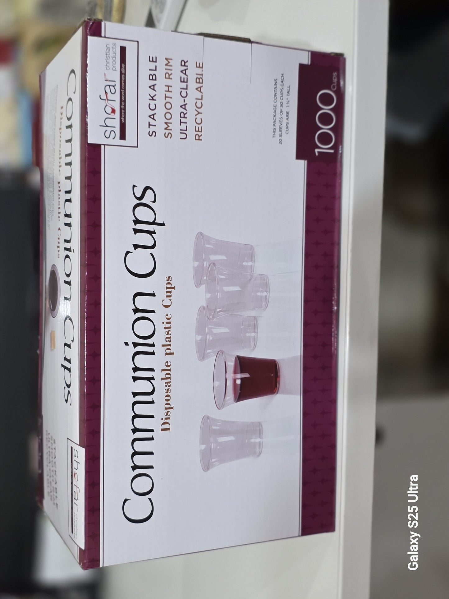 Communion Cups Disposable Recyclable for Church (Box Of 1000) H -3.5cm- Dia 3cm