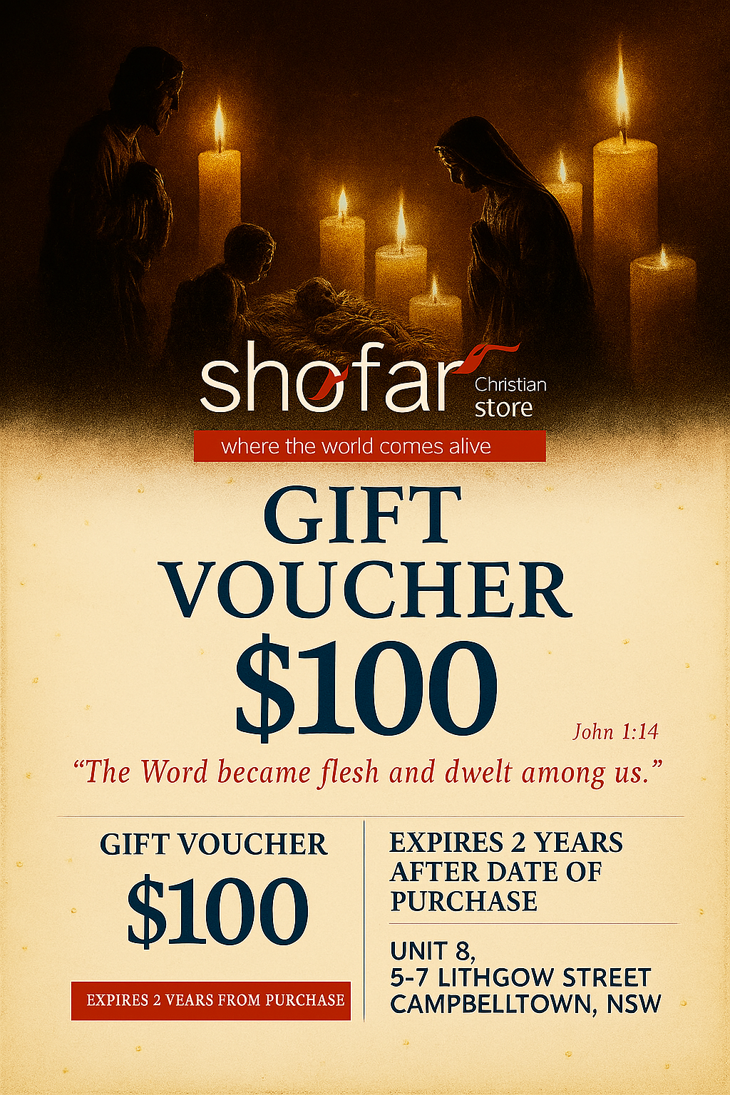Gift Voucher $100 Valid For 2 years from the date of purchase