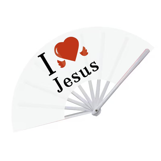 Hand Fan with Biblical Art Print & Plastic Frame - 22cm Folding Fan