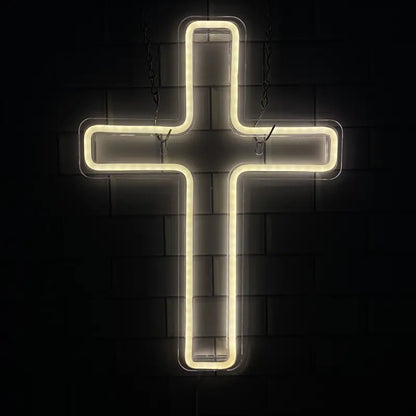 1pc  Cross Neon Signs, Airnesolly LED Neon Lights Sign Wall Light Sign For Church, USB Powered Dimmable Neon Cross Signs For Room Home