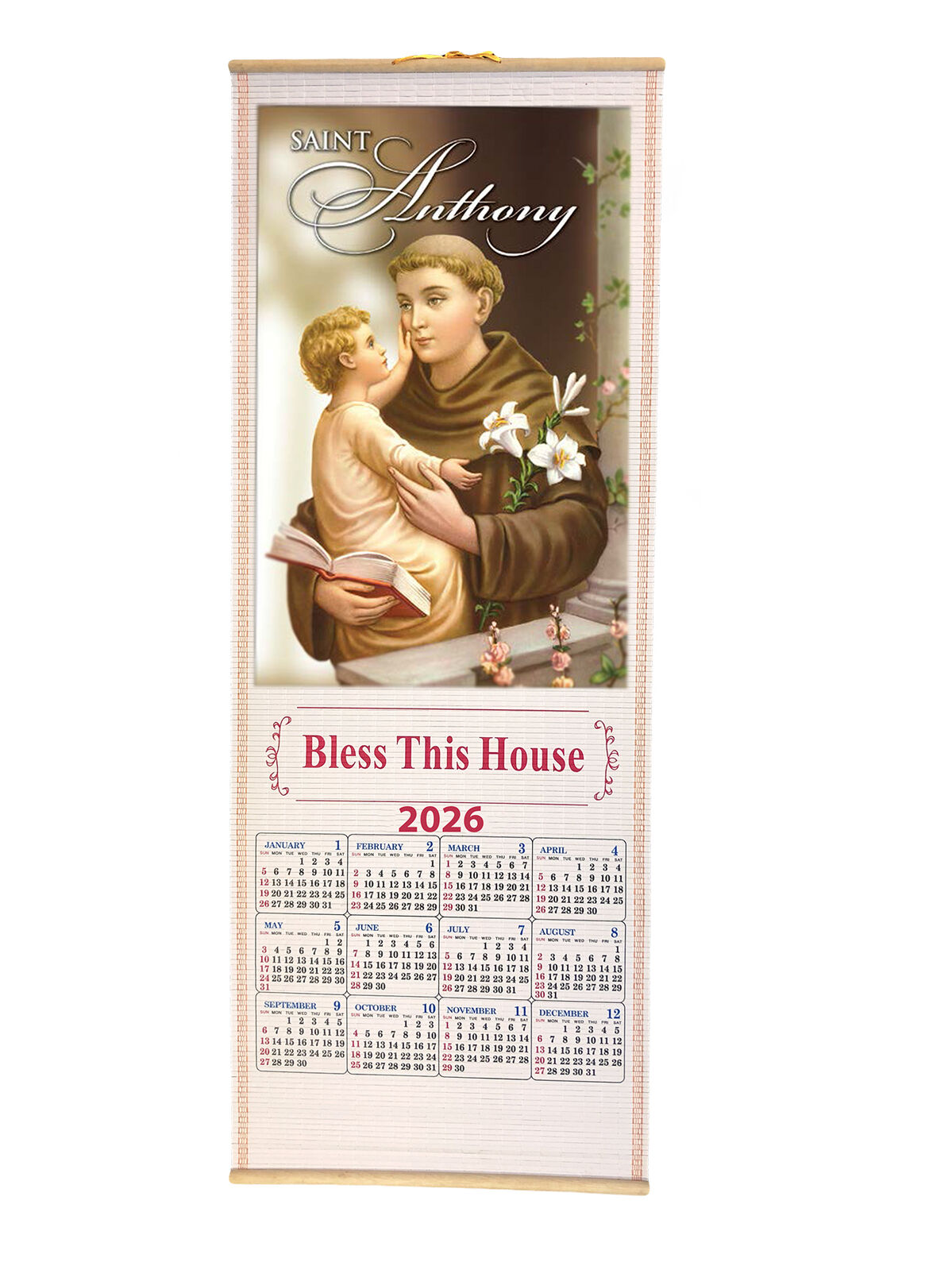 2026 Wood Scroll Calendar - St Anthony