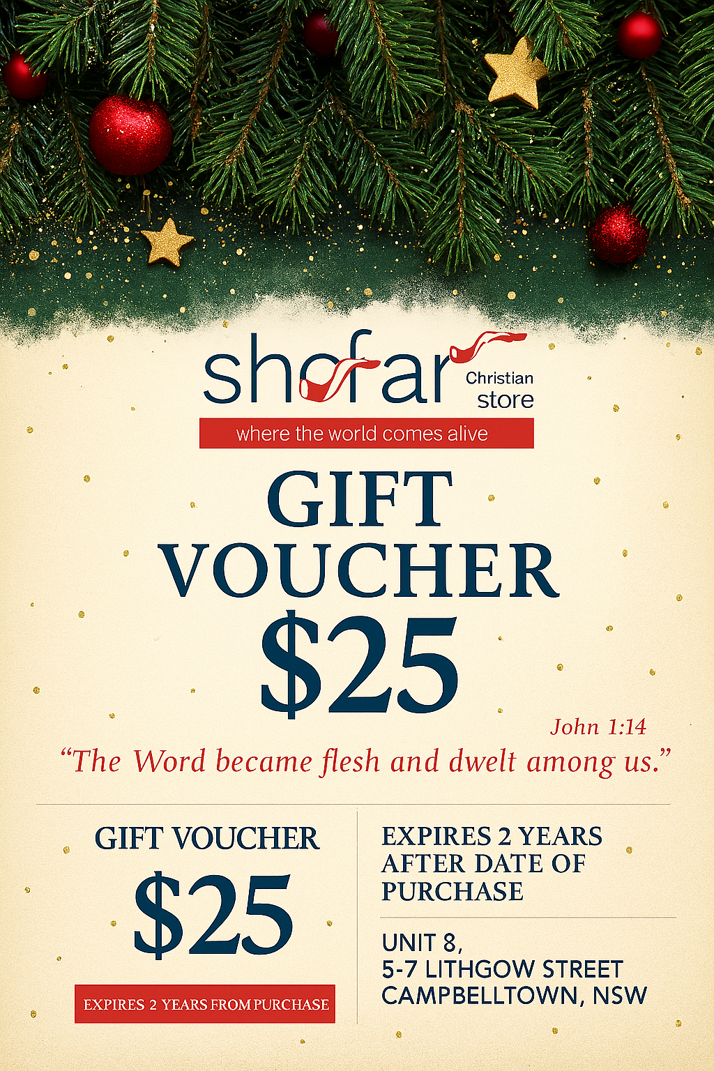 Gift Voucher $25 Valid For 2 years from date of purchase
