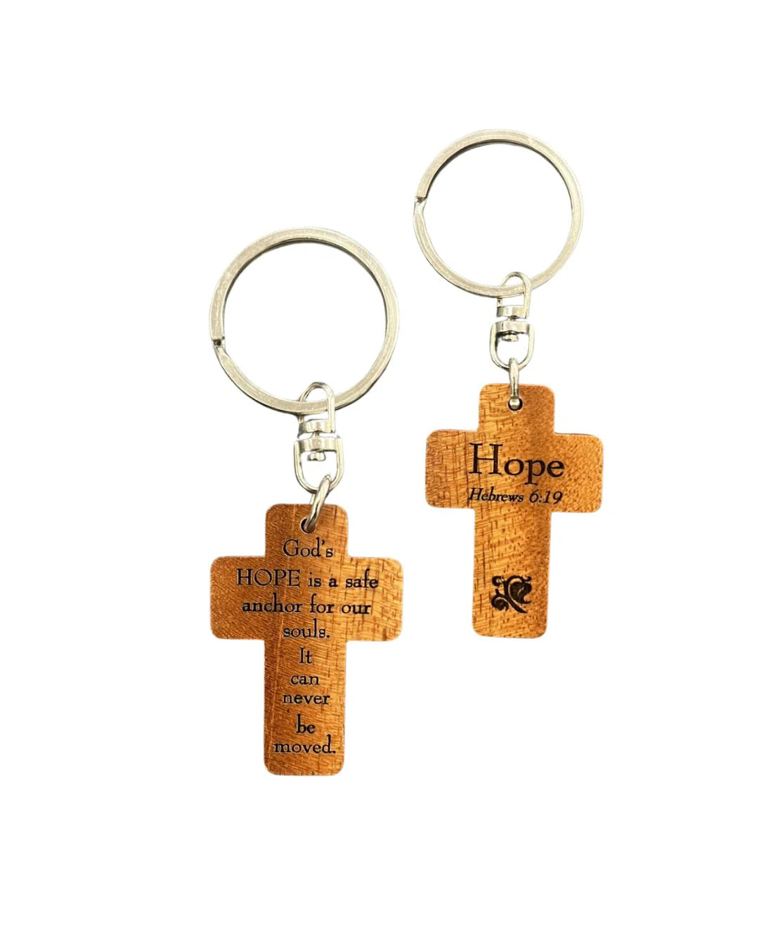 Mahogany Keyring Hope Cross