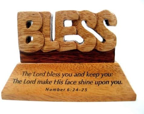 Desk Plaque Mahogany - Bless