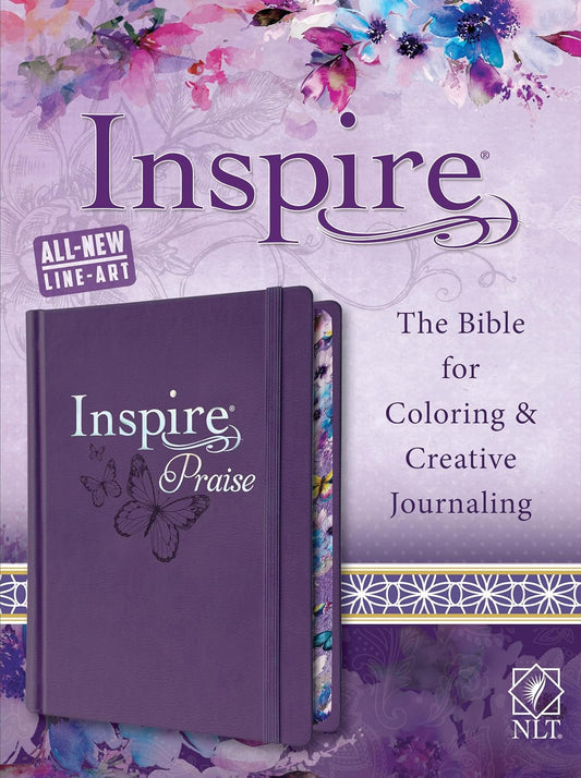 Inspire Praise Bible NLT – Colouring & Creative Journalling Bible (Hardcover, Purple)
