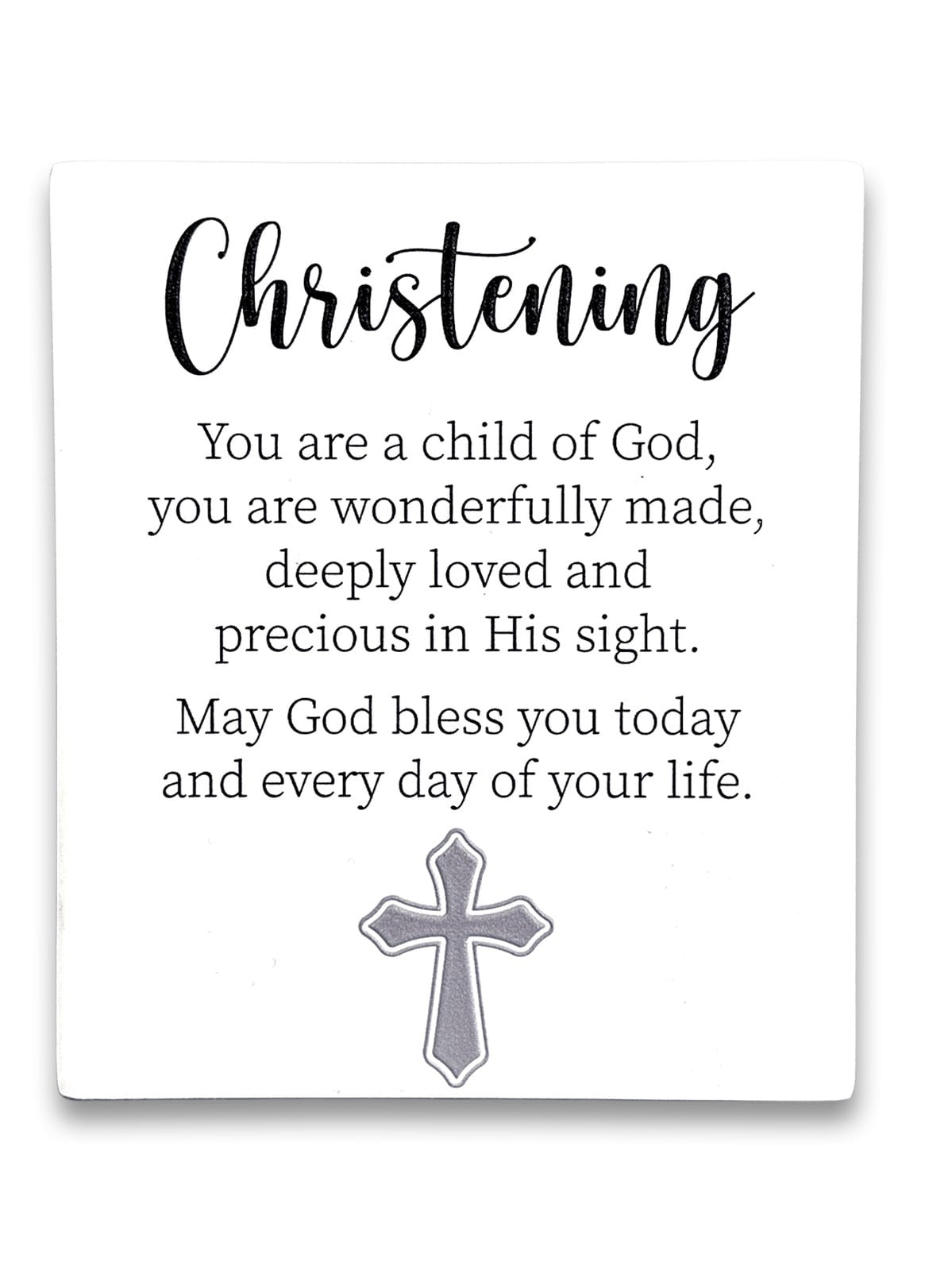 Infinity Ceramic Plaque - Christening .A beautiful porcelain plaque with etched inspirational message.  Measures 140mm x 120mm.  Can be Hanging or Standing - Gift Boxed.