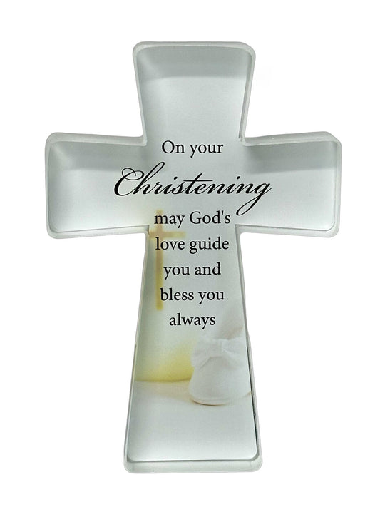 Glass Standing Cross - Christening