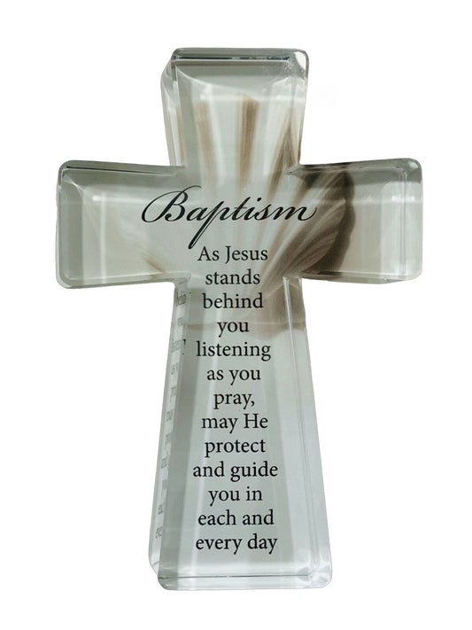 Glass Standing Cross - Baptism