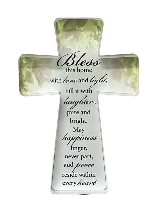 Glass Standing Cross - Bless This House