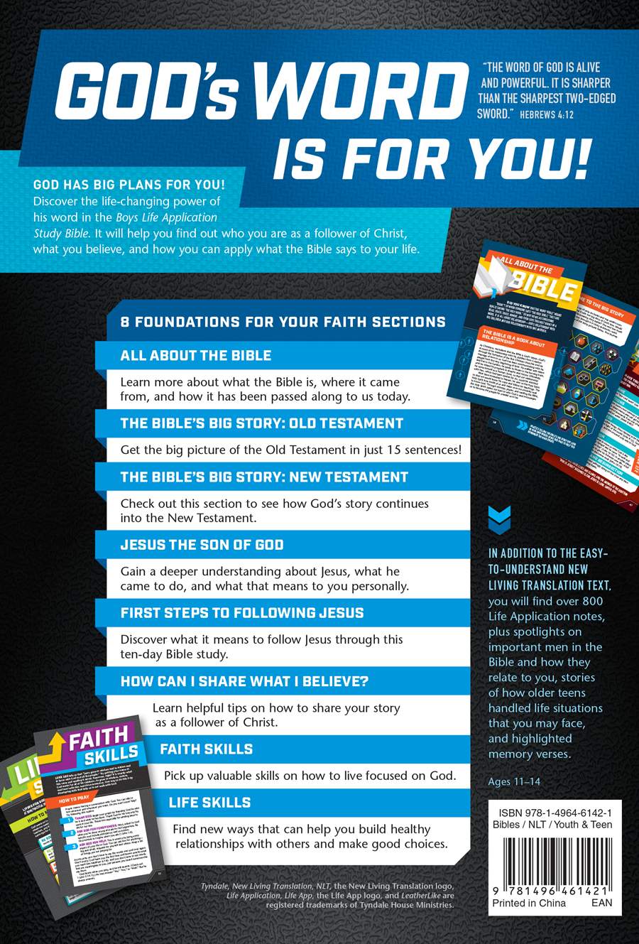 NLT Boys Life Application Study Bible, TuTone, Leather Like, Blue/Neon/Glow