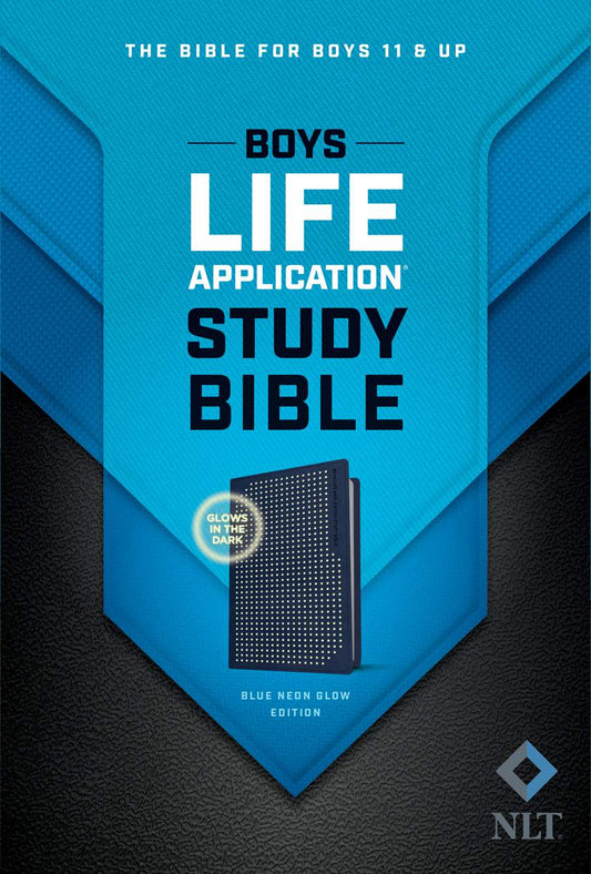 NLT Boys Life Application Study Bible, TuTone, Leather Like, Blue/Neon/Glow
