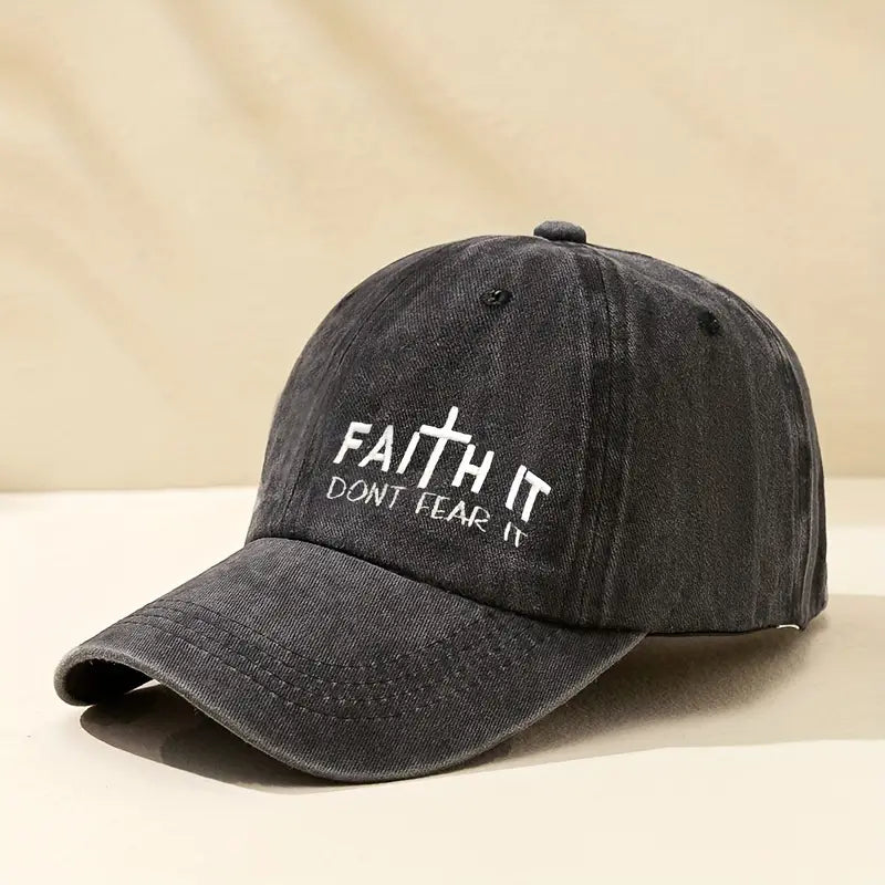 DON'T FEAR Baseball Cap Washed Distressed Embroidered Unisex Sun Hat Adjustable Sports Dad Hats For Women & Men