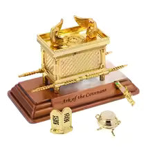 Ark Of The Covenant Golden Plated Copper Stand Jerusalem Replica Statue, Jewish