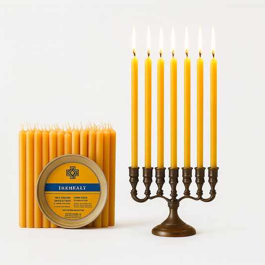 Hanukkah Candle Natural Beeswax — Authentic from Israel | Shofar