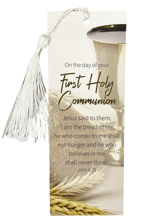First Holy Communion Bookmark with Tassel | Gold Foiled Laminated Keepsake