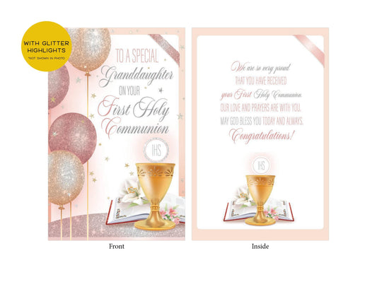 First Holy Communion Card for Granddaughter – Foiled & Embossed