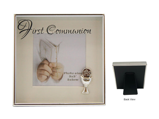 First Communion Silver Plated Message Photo Frame 3x3