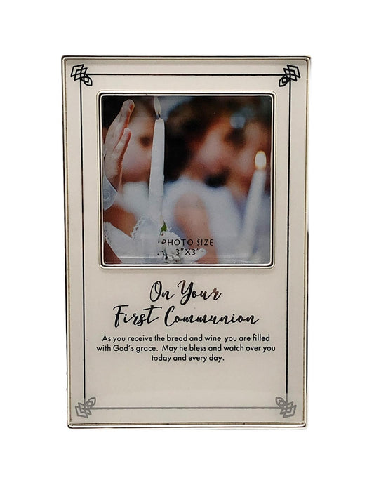 First Holy Communion Photo Frame 3x3 – Silver with Prayer