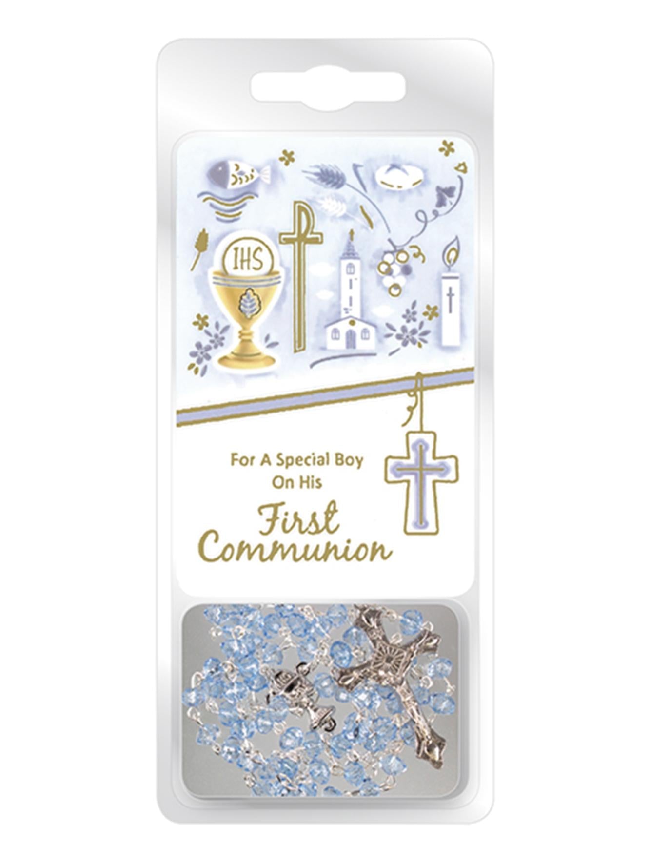 First Communion Rosary with Card — Blue | For A Special Boy on His First Communion