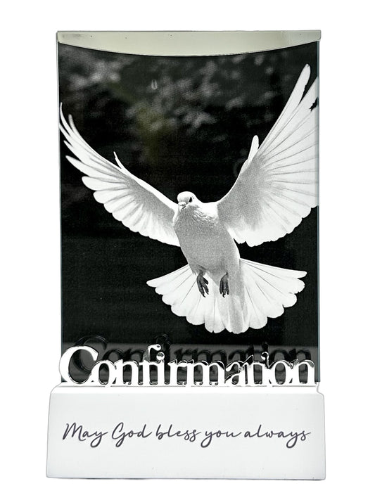 CONFIRMATION FRAME 6 X 4" - WHITE SIZE: 105 X 170MM - SILVER MOTIFF - BOXED