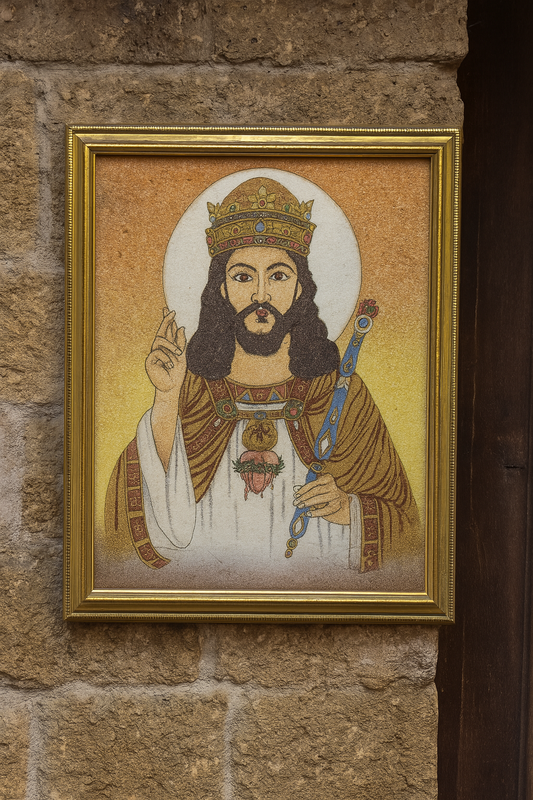 Jesus Hand Crafted Frame with Gemstones 34 x 26cm-Hand Made