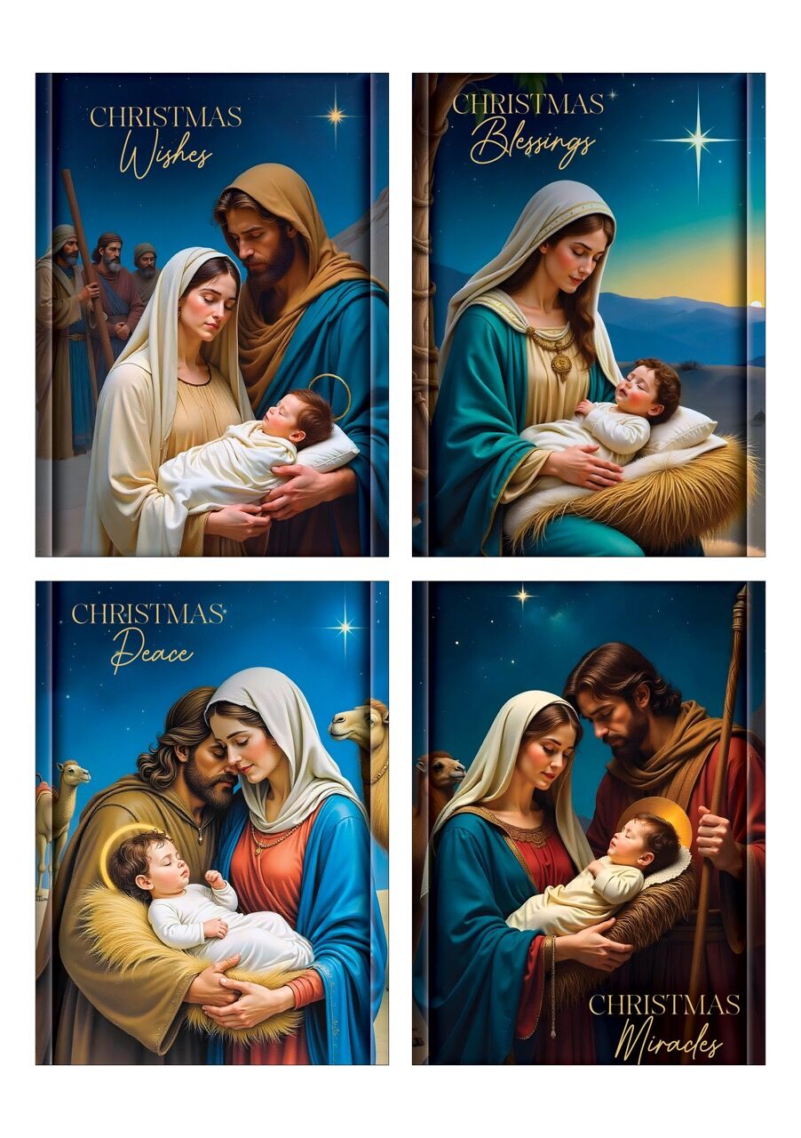 Christmas Budget Religious Cards-8 cards. 2 of each design.