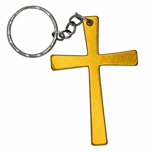 Gold Metal Cross Keychain – Christian Faith Gift