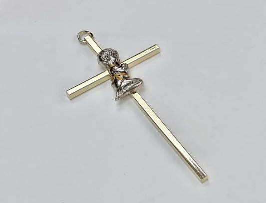 Cross Metal Hanging - Gold Tone 25cm available boy or girl or plain while ordering specify