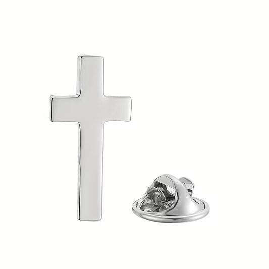Cross lapel Pin, premium Silver -4cm x 2 cm