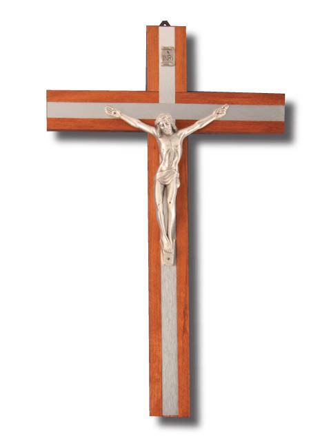 Crucifix Wooden Metal Inlay & Corpus - 40cm  x 25cm