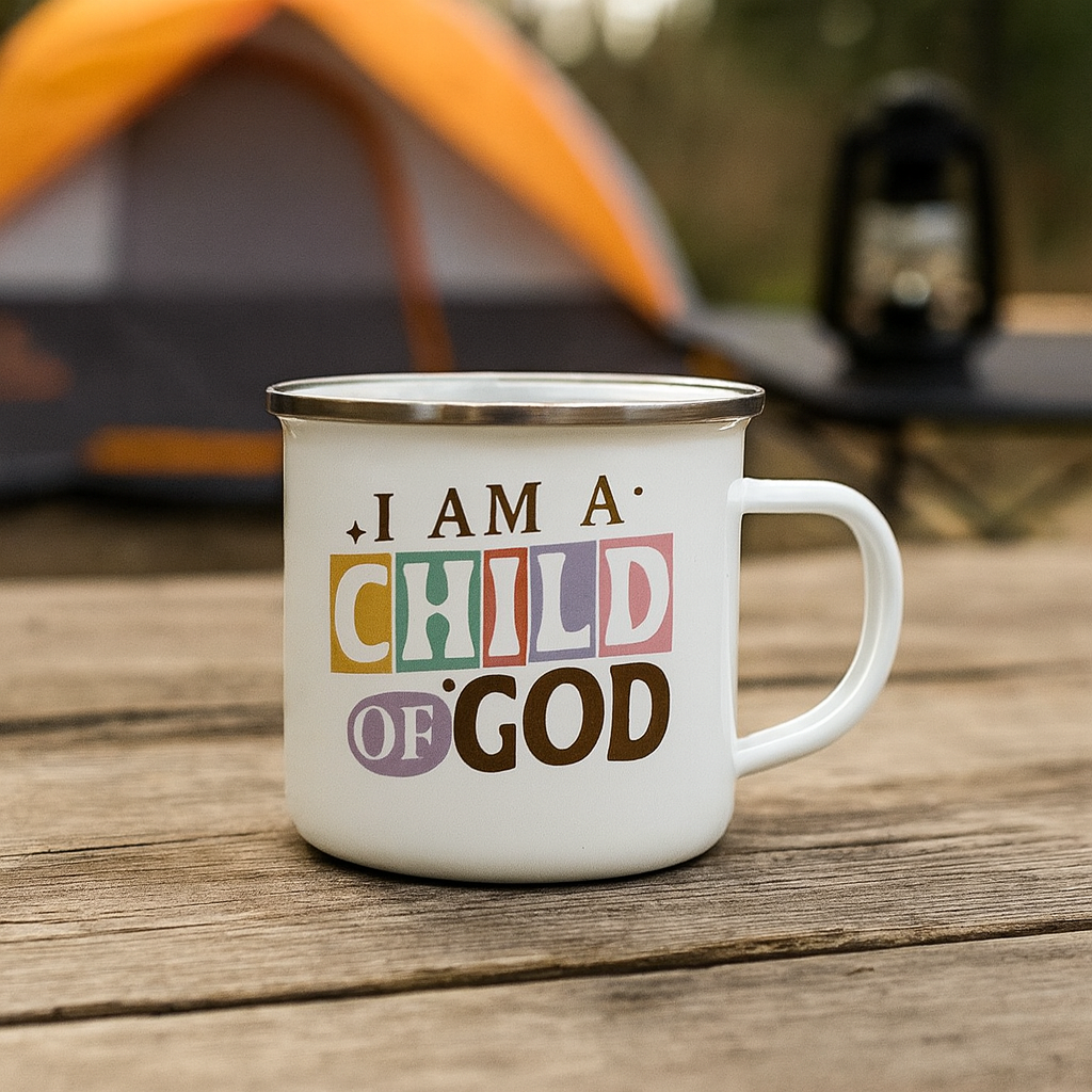 Enamel Camping Mug -I am a Child of God-Capacity: 360ml