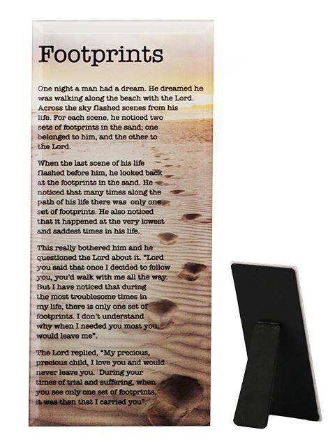 FOOTPRINTS Glass Plaque, 80 x 180mm Standing